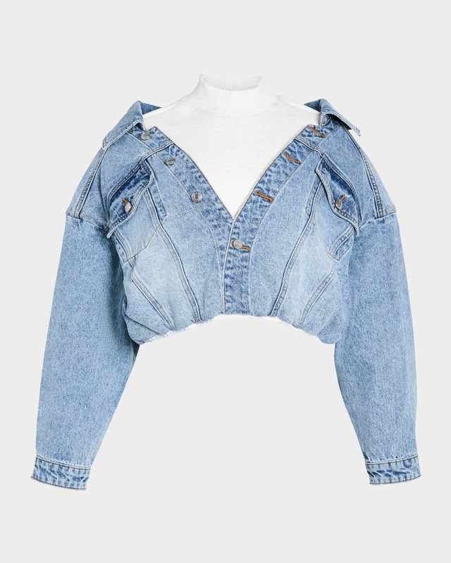 Caroline Cropped Mixed-Media Jacket